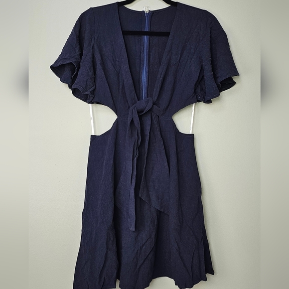 Lulus Women's Perfect Day for Love Navy Blue Cutout Tie-Front Mini Dress, Size S - Picture 8 of 11